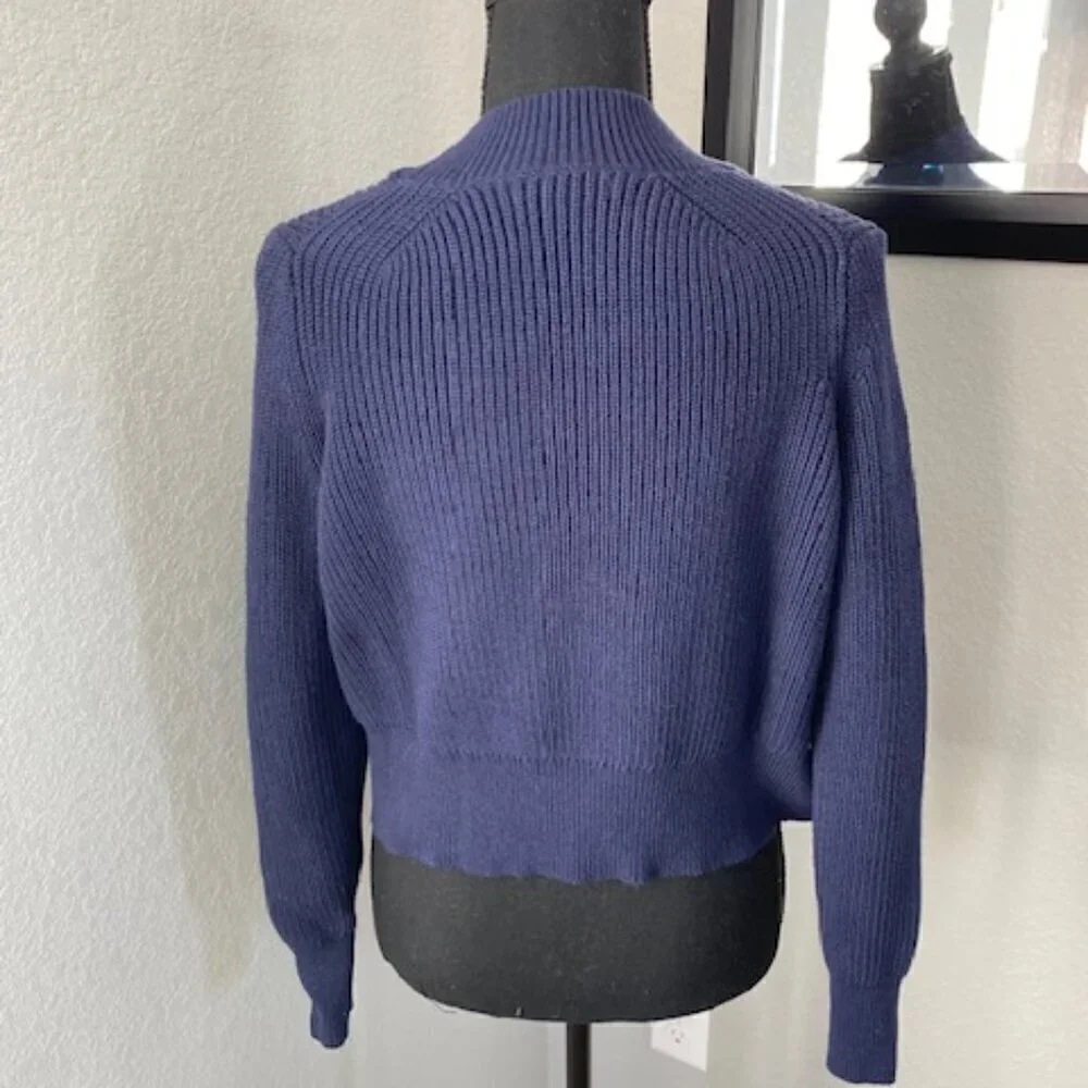 NWT Kendall and Kylie Navy Blue Cropped Knit Sweater Small - Picture 8 of 15